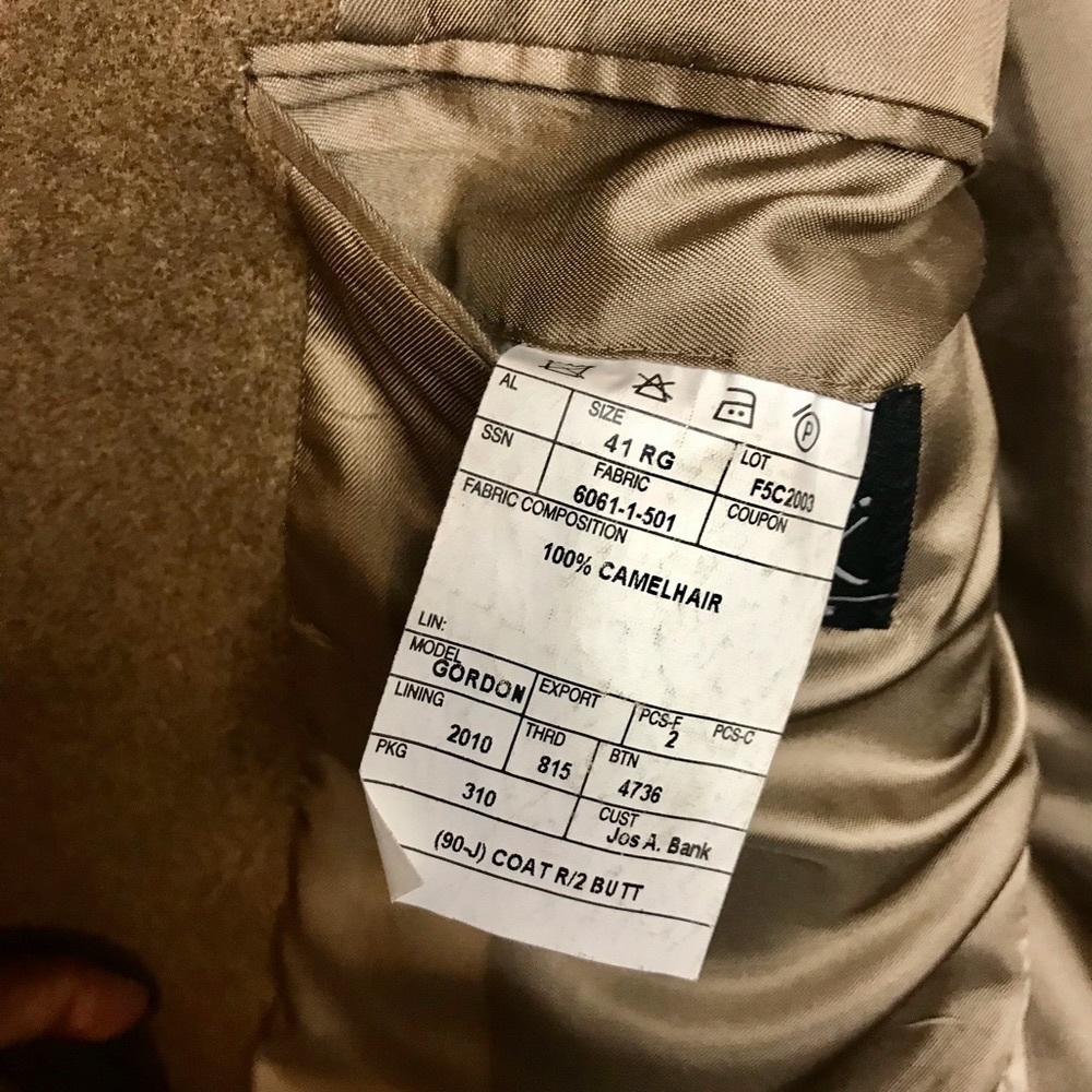 Jos.A. Banks 100% Camel Hair Sports Coat - Picture 7 of 16